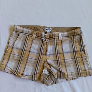 Vans Off The Wall Sz 11 Yellow and Brown Plaid Shorts